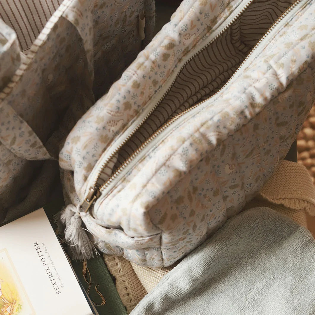 Organic Cotton Quilted Wash Bag - Nature Trail