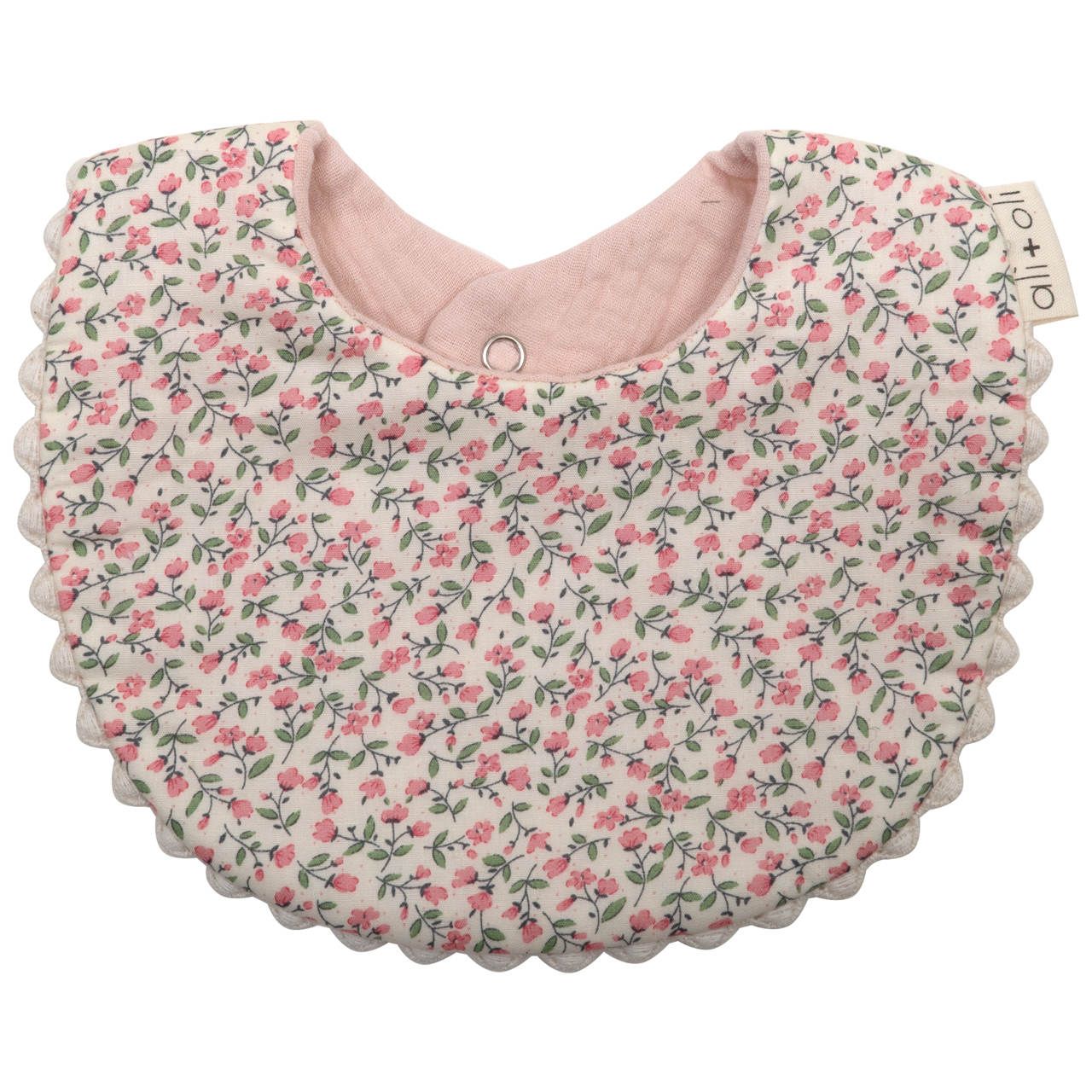 Muslin Cotton Reversible Baby Bib - Pink Flowers