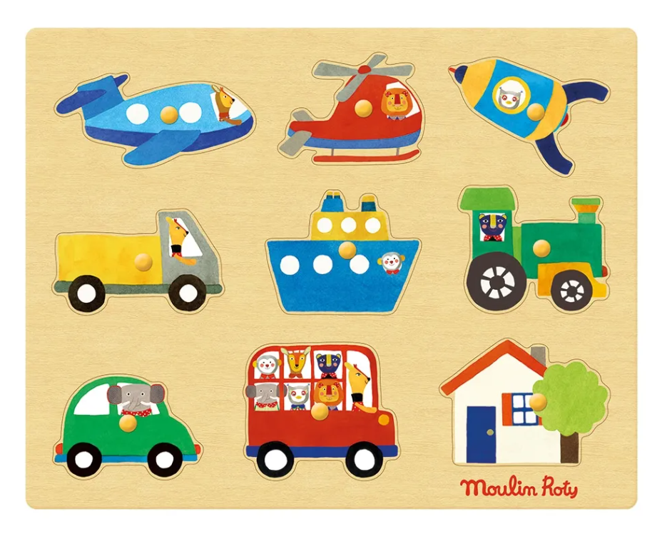 Les Popipop Wooden Transport Peg Puzzle