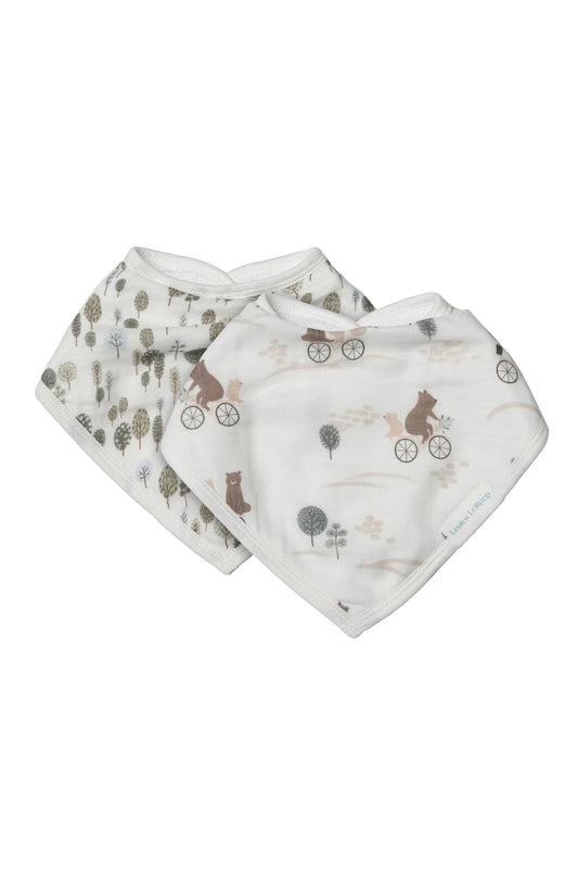 Muslin Bandana Bib 2-pack Set (Bears on Bikes)
