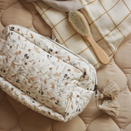 Organic Cotton Quilted Wash Bag - Grasslands