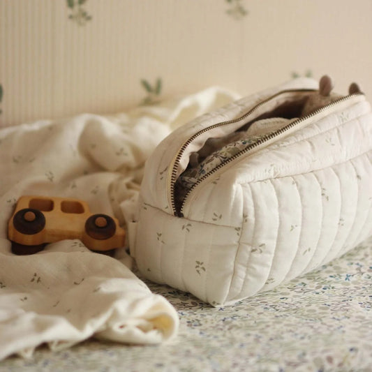 Organic Cotton Quilted Wash Bag - Nettle Scatter