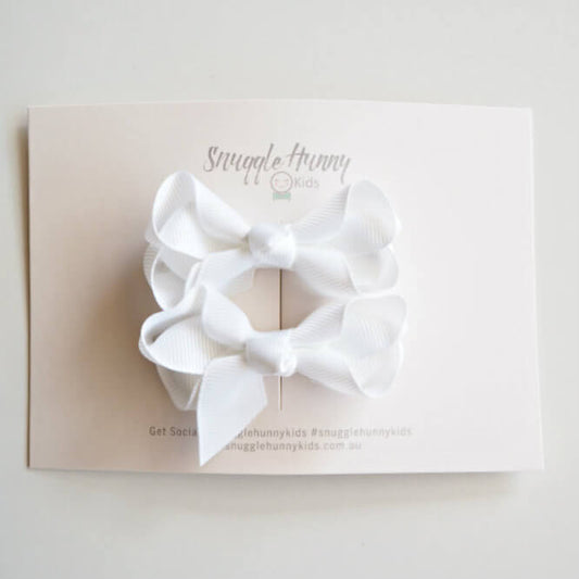 Small Clip Bow (Set of 2) - White