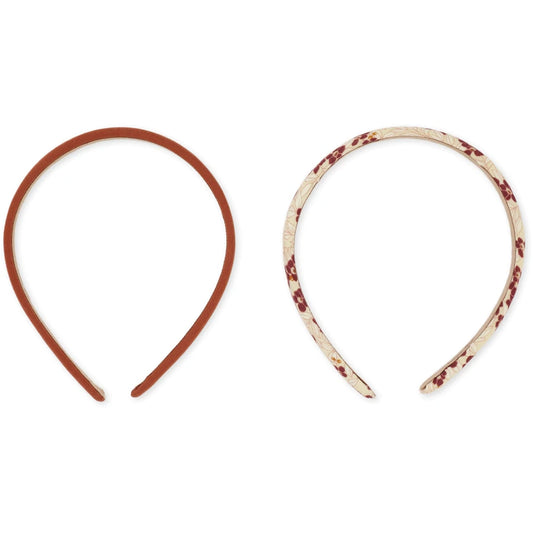 2 Pack Fabric Hairbrace - Winter Leaves Dark Red/ Red Leather Brown