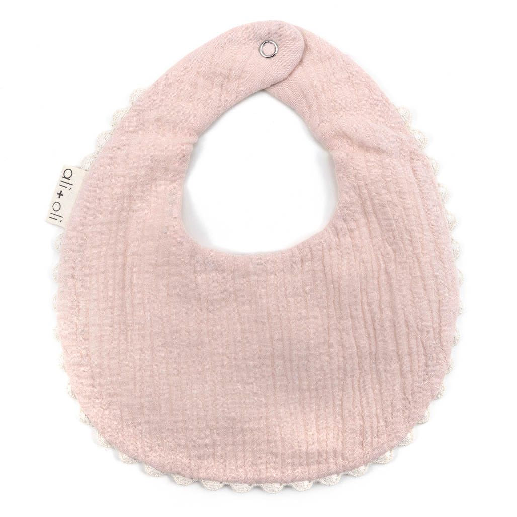 Muslin Cotton Reversible Baby Bib - Pink Flowers