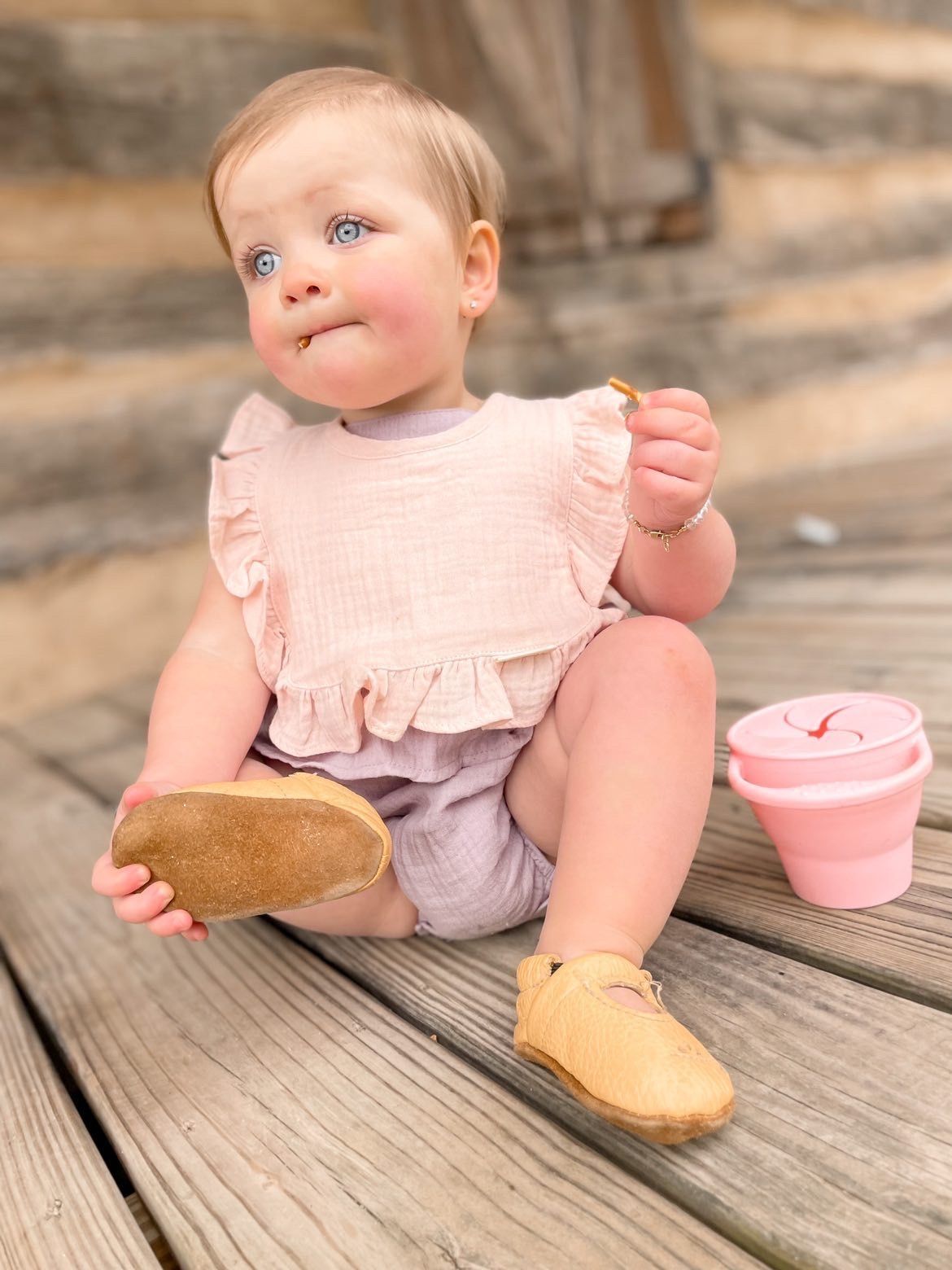 Muslin Cotton Ruffle Baby Bib - Pink