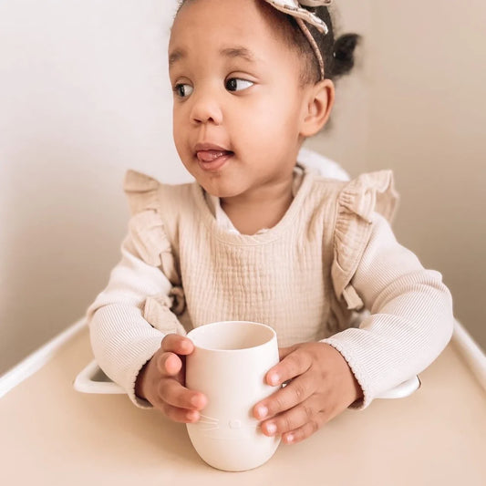 Muslin Cotton Ruffle Baby Bib - Taupe